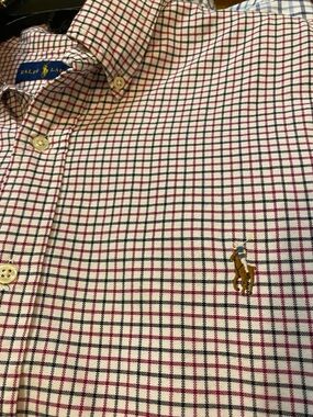 Ralph Lauren Men's Button-Down Check Shirt in Red and White